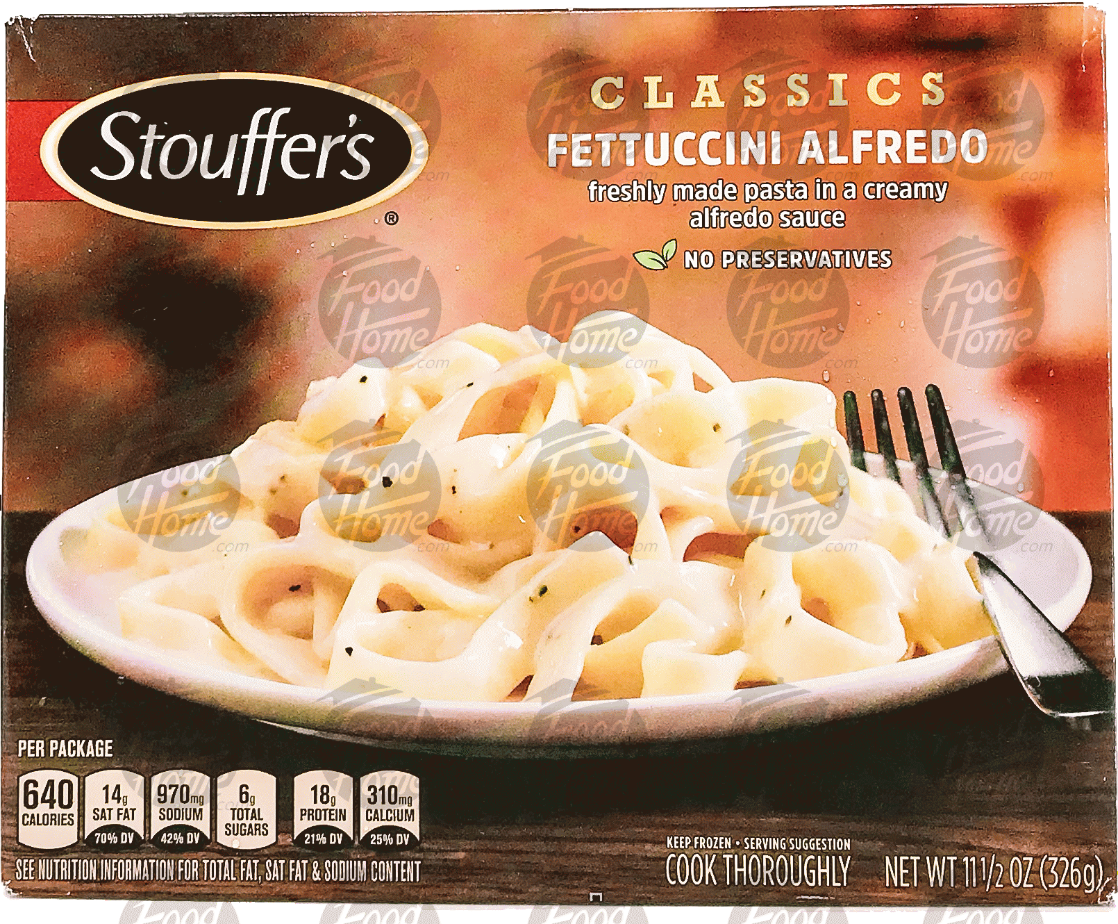 Stouffer's Classics fettuccini alfredo; freshly made pasta in a creamy alfredo sauce Full-Size Picture